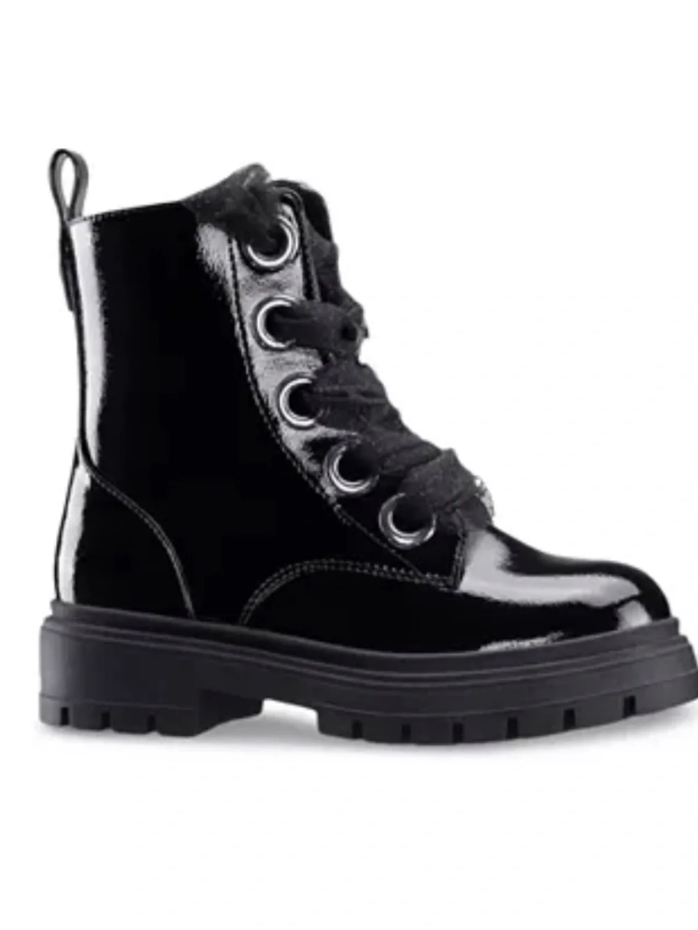 NWT Nina Black Patent Chassy Booties With Tulle Laces
